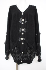 画像1: NOEMIE / キラキラリボンケーブルカーディガン M 黒 Y-26-10-20-065-LO-TO-SZ-ZY (1)