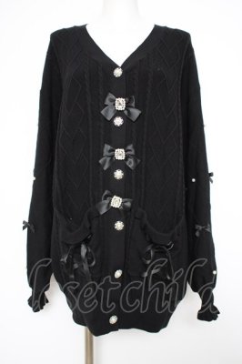 Preview of キラキラリボンケーブルカーディガン M 黒