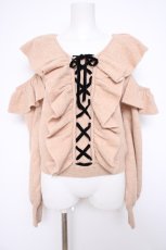 画像1: Swankiss / フリル編み上げニット  ベージュ Y-26-10-20-077-LO-TO-SZ-ZY (1)