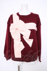画像1: merry jenny / プレゼントリボンニット f ワイン Y-26-10-20-078-LO-TO-SZ-ZY (1)