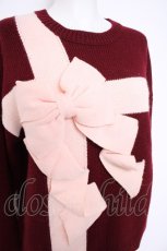 画像2: merry jenny / プレゼントリボンニット f ワイン Y-26-10-20-078-LO-TO-SZ-ZY (2)