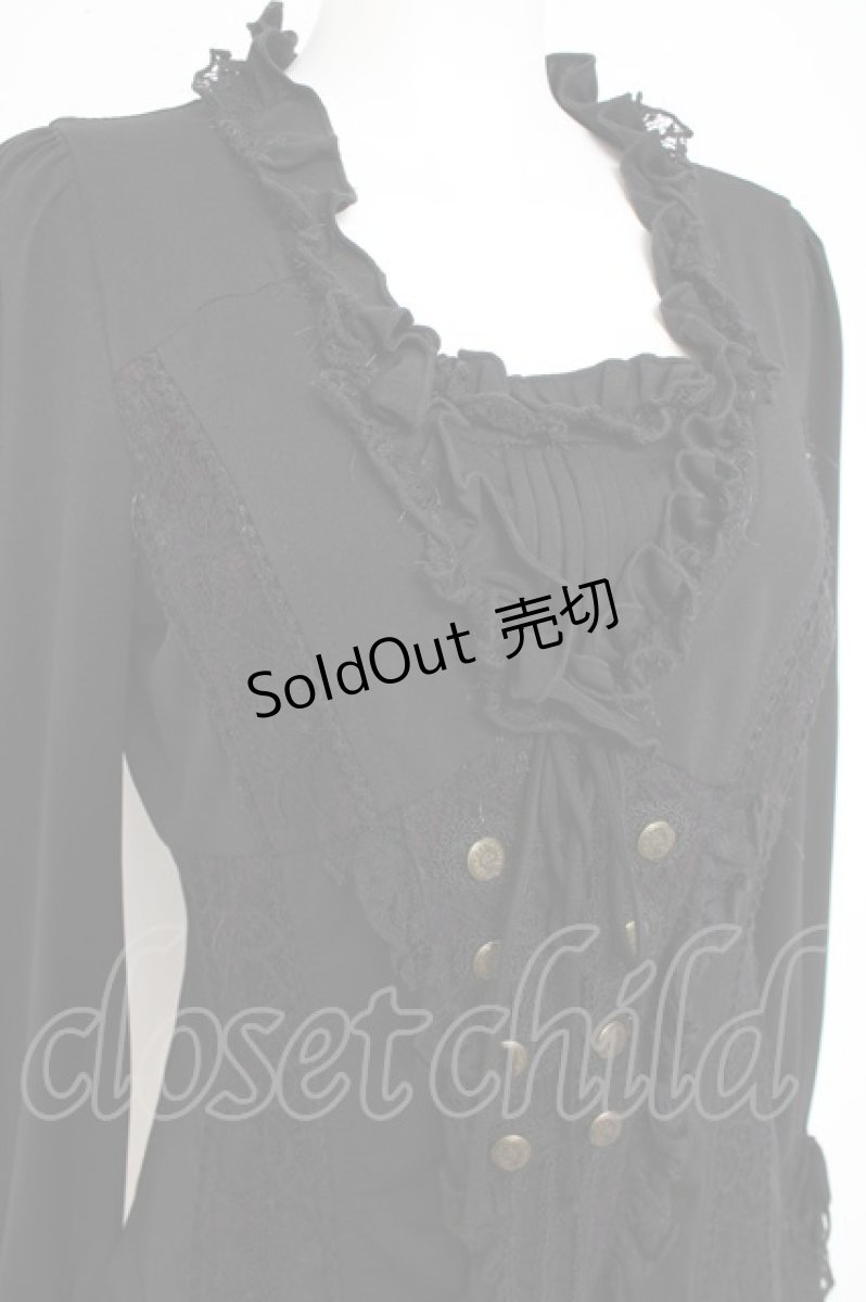 画像2: Rozen Kavalier / ナポレオンデザインフリルカットソー  黒 Y-26-10-20-081-OO-TO-SZ-ZY (2)