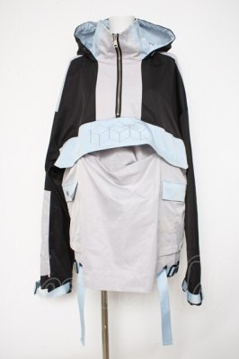 Preview of サイバーアノラックパーカー  黒×グレー×サックス