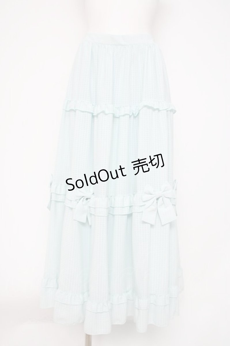 画像1: axes femme POETIQUE / シアーギンガムティアードスカート M サックス Y-26-10-20-123-AX-SK-SZ-ZY (1)