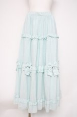 画像1: axes femme POETIQUE / シアーギンガムティアードスカート M サックス Y-26-10-20-123-AX-SK-SZ-ZY (1)