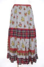 画像1: Jane Marple Dans Le Salon / Flowers of Jouy scarf Tartan check タックスカート  グレー Y-26-10-20-134-JM-SK-SZ-ZY (1)