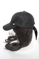 画像2: axes femme POETIQUE / ロゴプレート付サマーキャップ  黒 Y-26-10-23-076-AX-AC-SZ-ZY (2)