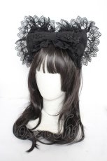 画像1: ATELIER PIERROT / Sweet Lace Ribbon Headband  黒 Y-26-10-23-082-EL-AC-SZ-ZY (1)