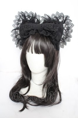 Preview of Sweet Lace Ribbon Headband  黒