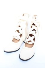 画像1: MODO / angel flower wall ribbon lace up boots 38 生成り Y-26-10-23-092-LO-SH-SZ-ZY (1)