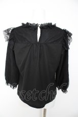 画像2: axes femme POETIQUE / レーシーフリルスタンドブラウス M 黒 Y-26-10-23-100-AX-TO-SZ-ZY (2)