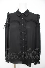 画像1: axes femme POETIQUE / 肩レースフリルデザインブラウス M 黒 Y-26-10-23-105-AX-BL-SZ-ZY (1)