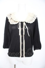 画像1: axes femme / レースティペット付きカーデ M 黒 Y-26-10-23-116-AX-TO-SZ-ZY (1)