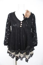 画像1: axes femme / ファーティペット付きレースプルオーバー m 黒 Y-26-10-23-124-AX-TO-SZ-ZY (1)