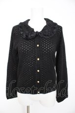 画像1: axes femme / 襟ファー付きドットカーデ m 黒 Y-26-10-23-125-AX-TO-SZ-ZY (1)