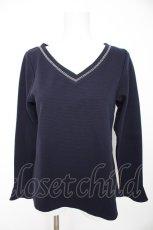 画像1: axes femme / Vネックカットソー M 紺 Y-26-10-23-154-AX-TO-SZ-ZY (1)