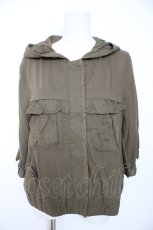画像1: axes femme / 袖ドロスト半袖パーカー M カーキ Y-26-10-23-156-AX-CO-SZ-ZY (1)