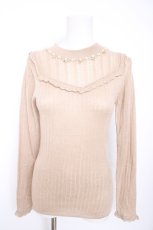 画像1: axes femme / ブロッキングリブニットプルオーバー M ベージュ Y-26-10-23-158-AX-TO-SZ-ZY (1)
