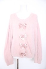 画像1: m petit by misako / MSKリボンカーディガン 4L ピンク Y-26-10-23-166-LO-TO-SZ-ZY (1)