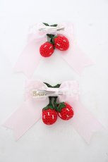 画像2: BABY,THE STARS SHINE BRIGHT / ゆらゆらいちごのサテンリボンクリップ  ピンク Y-26-10-23-042-BA-AC-SZ-ZY (2)