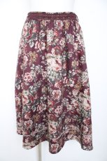 画像1: axes femme / クラシック花柄ミディ丈スカート M ワイン Y-26-10-26-083-AX-SK-SZ-ZY (1)