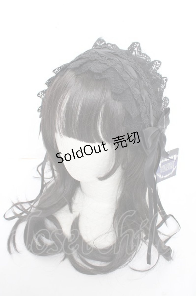 画像1: NIBBLE POISON / レースフリルヘッドドレス  黒 Y-26-10-26-022-LO-AC-SZ-ZY (1)