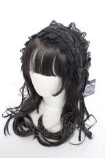 画像1: NIBBLE POISON / レースフリルヘッドドレス  黒 Y-26-10-26-022-LO-AC-SZ-ZY (1)
