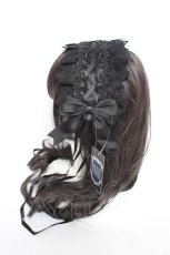画像2: NIBBLE POISON / レースフリルヘッドドレス  黒 Y-26-10-26-022-LO-AC-SZ-ZY (2)