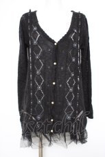 画像1: axes femme / 縦リボン通しニットカーデ M 黒 Y-26-10-28-053-AX-TO-SZ-ZY (1)