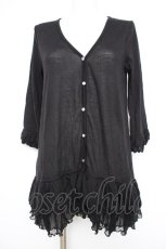 画像1: axes femme / 裾プリーツチュールカーディガン M 黒 Y-26-10-28-059-AX-TO-SZ-ZY (1)