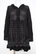 画像1: axes femme / フード付きロングニットカーディガン M 黒 Y-26-10-28-067-AX-TO-SZ-ZY (1)