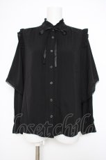 画像1: axes femme / レイヤードフレア袖ブラウス M 黒 Y-26-10-28-077-AX-BL-SZ-ZY (1)