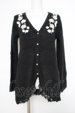 画像1: axes femme / バイカラー手刺繍カーディガン M 黒 Y-26-10-28-080-AX-TO-SZ-ZY (1)