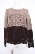 画像1: axes femme / バイカラークルーネックニット M 茶 Y-26-10-28-082-AX-TO-SZ-ZY (1)