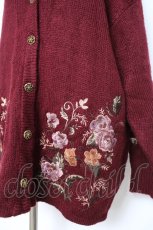 画像2: axes femme / 花刺 ニットカーディガン M ワイン Y-26-10-28-084-AX-TO-SZ-ZY (2)