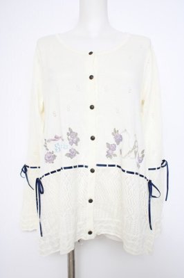 Preview of sajou刺繍入ニットカーデ M 生成り