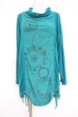 画像1: Ozz conte / プリントメッシュシャーリングトップス  グリーン Y-26-10-28-097-OO-TO-AS-ZY (1)