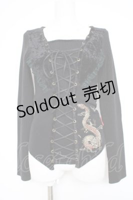Preview of フロント編み上げニットカットソー  黒