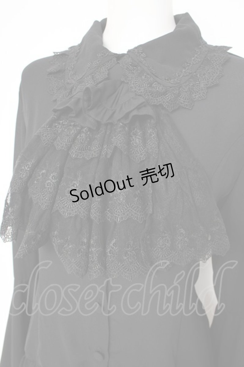 画像2: ATELIER PIERROT / Louise Jabot Blouse  黒 Y-26-10-28-103-EL-BL-SZ-ZY (2)