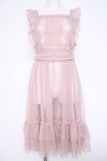 画像1: axes femme kawaii / ドットチュールエプロン  ピンク Y-26-10-28-119-AX-OP-AS-ZY (1)