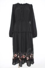 画像1: axes femme NOSTALGIE / ドットドビー刺繍ワンピース M 黒 Y-26-10-28-131-AX-OP-SZ-ZY (1)