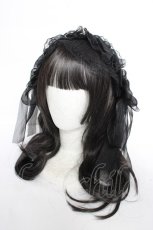 画像1: Port / バタフライリボン付きレースヘッドドレス  黒 Y-26-10-28-015-LO-AC-SZ-ZY (1)