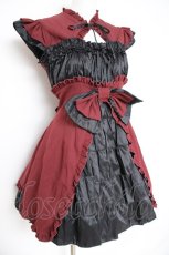 画像5: MARBLE / 姫袖ボレロ付き配色切り替えデコラティブワンピース  ワイン×黒 Y-26-10-28-140-GO-OP-SZ-ZY (5)