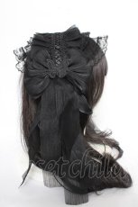 画像4: Port / バタフライリボン付きレースヘッドドレス  黒 Y-26-10-28-015-LO-AC-SZ-ZY (4)