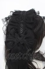 画像5: Port / バタフライリボン付きレースヘッドドレス  黒 Y-26-10-28-015-LO-AC-SZ-ZY (5)