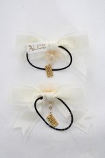 画像3: ALICE and the PIRATES / ミニローズリボンヘアゴム  アイボリー Y-26-10-28-002-PA-AC-SZ-ZY (3)