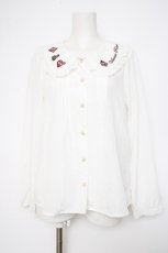 画像1: Amavel / トランプ刺繍長袖ブラウス M 白 Y-26-10-28-023-CA-BL-SZ-ZY (1)