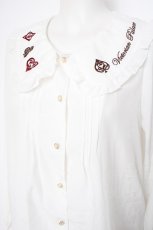 画像2: Amavel / トランプ刺繍長袖ブラウス M 白 Y-26-10-28-023-CA-BL-SZ-ZY (2)