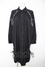 画像1: axes femme / 袖レースアップシャツワンピース M 黒 Y-26-10-29-061-AX-OP-SZ-ZY (1)