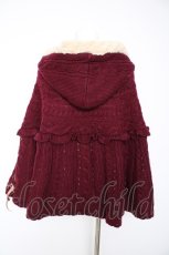 画像2: axes femme POETIQUE / 裏ボアスピンドルケープ M ワイン Y-26-10-29-062-AX-CO-SZ-ZY (2)